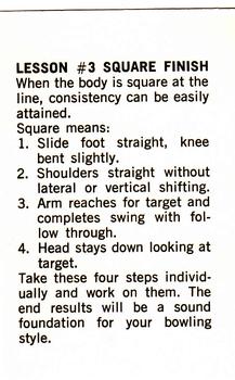 1973 PBA Bowling #NNO Lesson #3 Square Finish Back